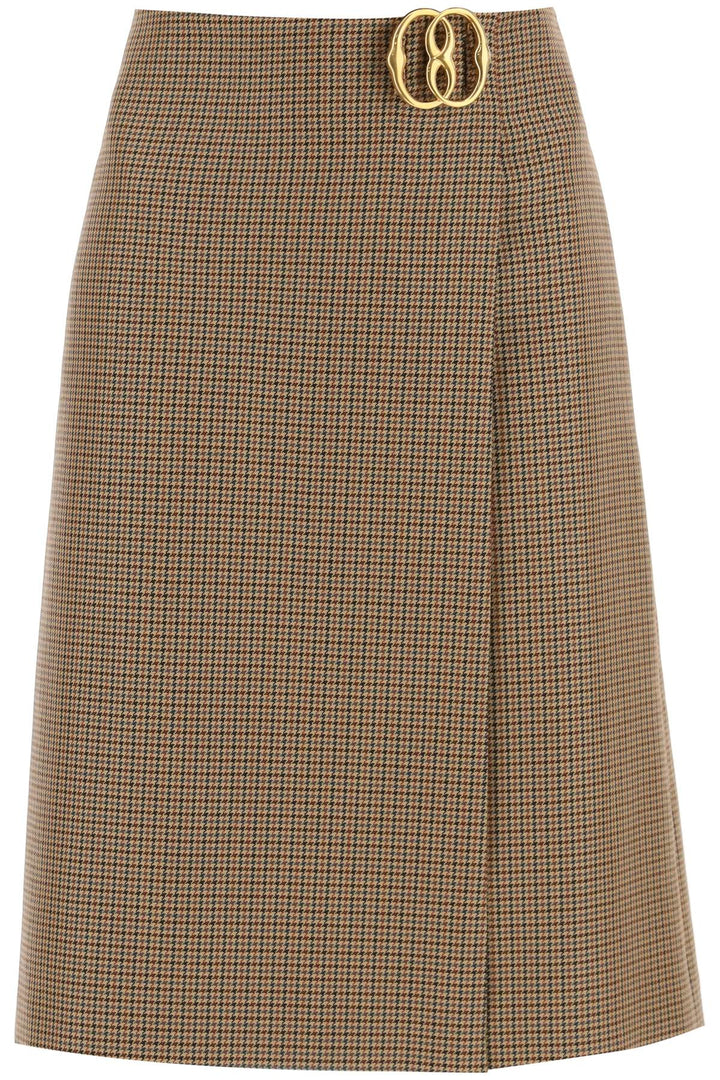 Houndstooth A Line Skirt With Emblem Buckle - Bally - Women