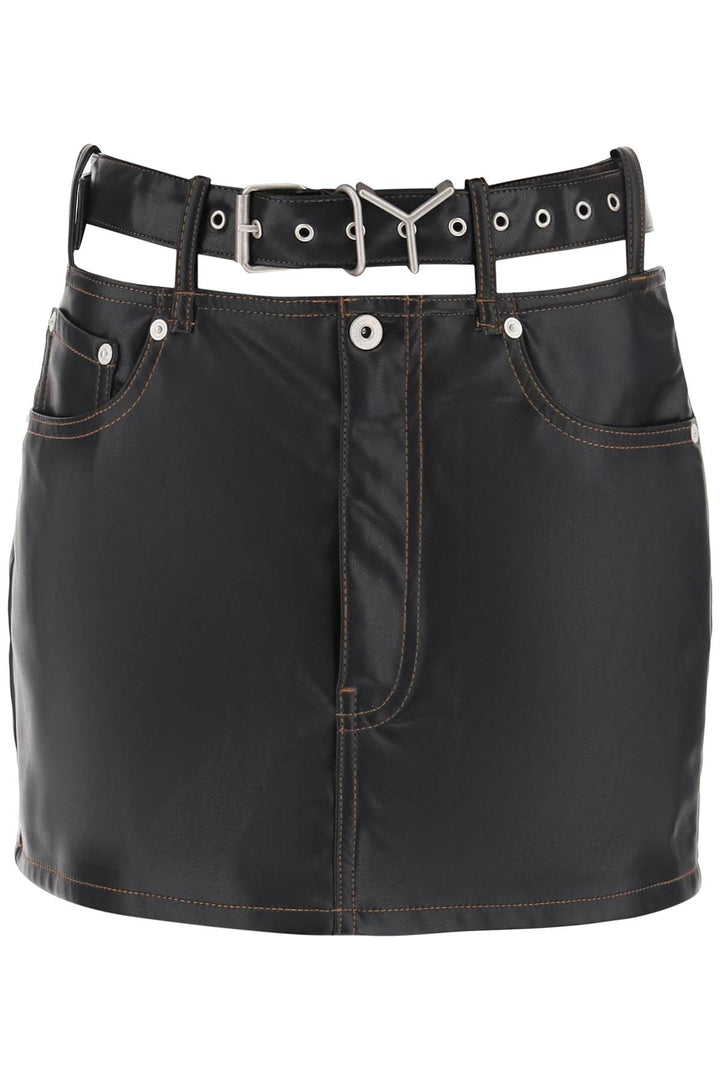 Y Belt Faux Leather Mini Skirt - Y/Project - Women