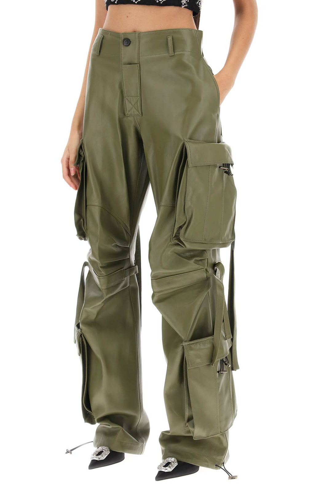 Lilly Cargo Pants In Nappa Leather - Darkpark - Women