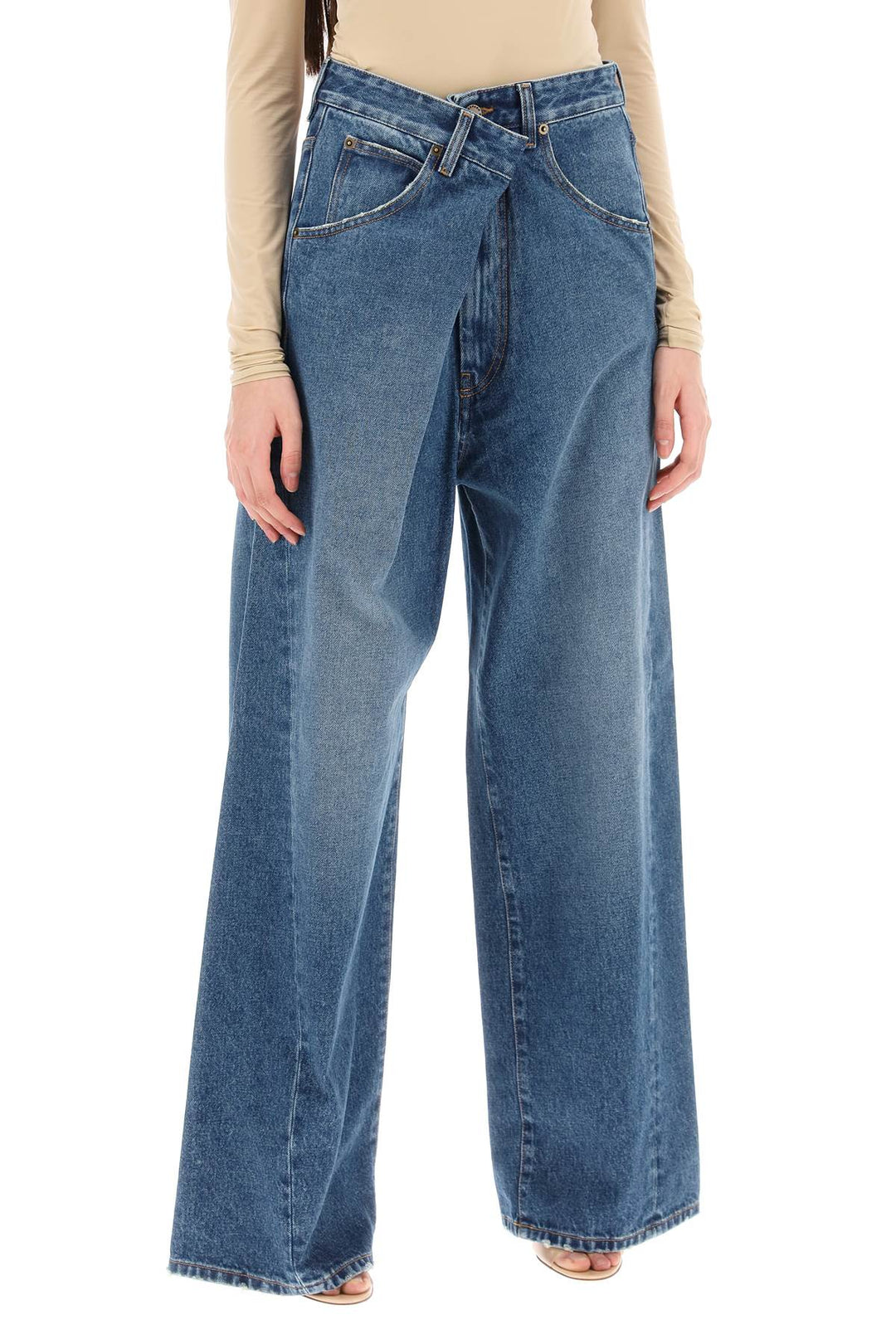 'Ines' Baggy Jeans With Folded Waistband - Darkpark - Women