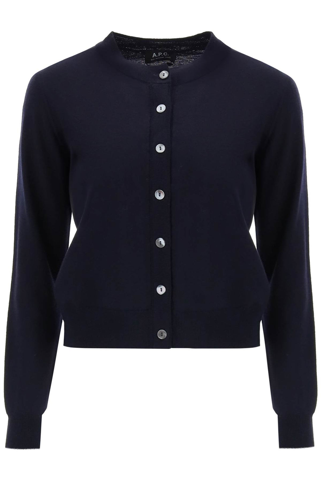 Marine Wool Crew Neck Cardigan - A.P.C. - Women