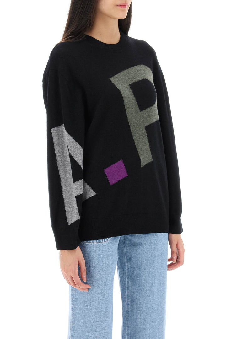 Sweater In Virgin Wool With Logo Pattern - A.P.C. - Women