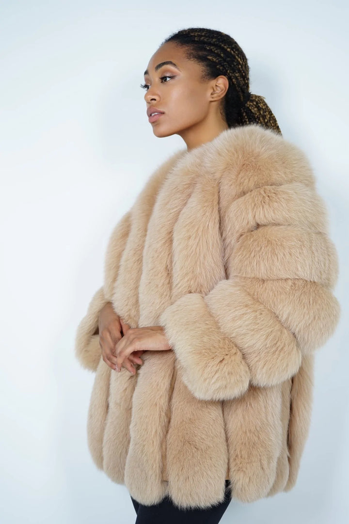 Paris Camel Jacket in Fox Fur