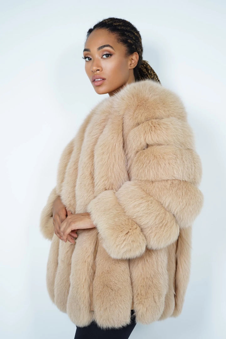 Paris Camel Jacket in Fox Fur