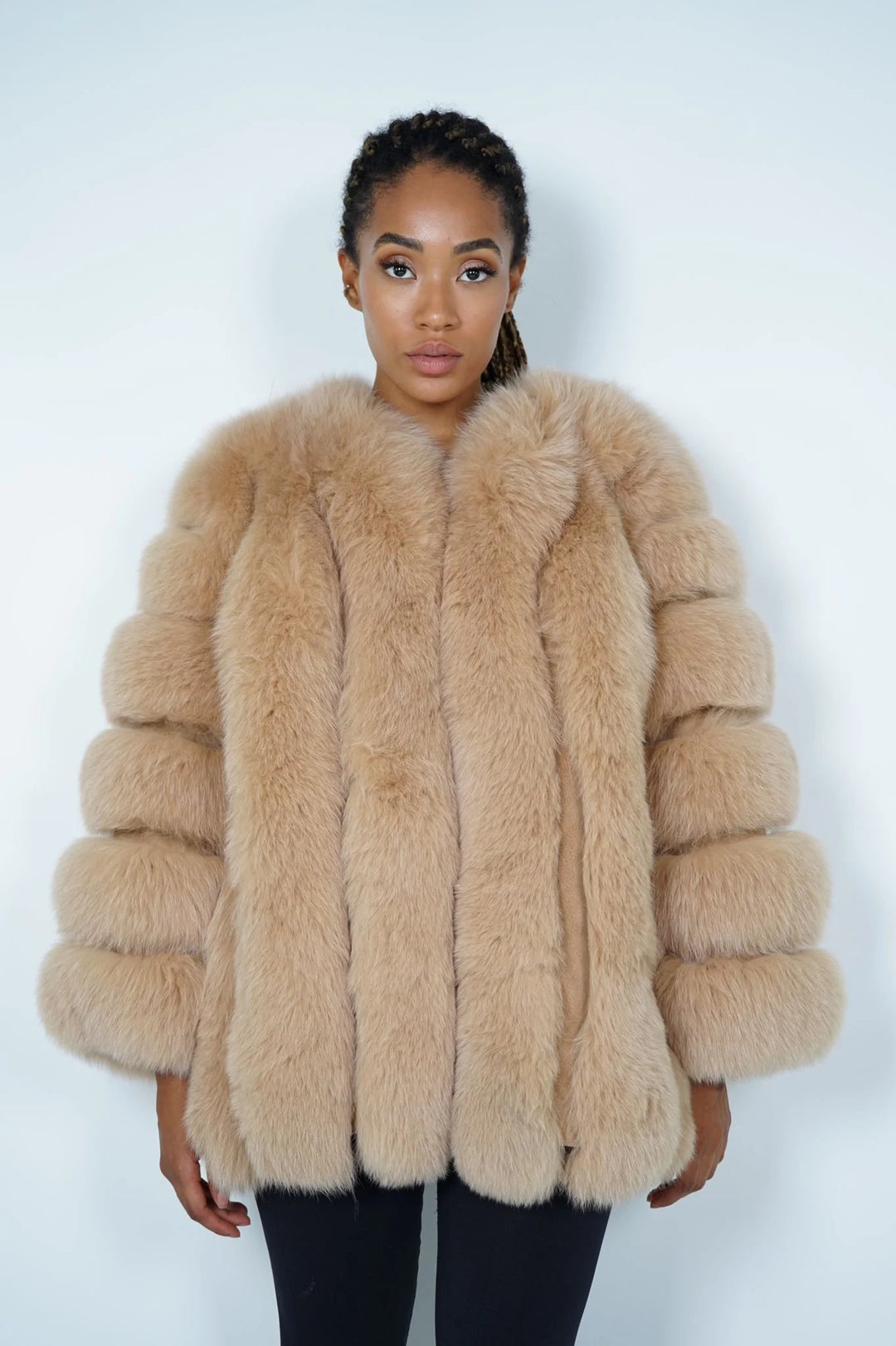 Paris Camel Jacket in Fox Fur