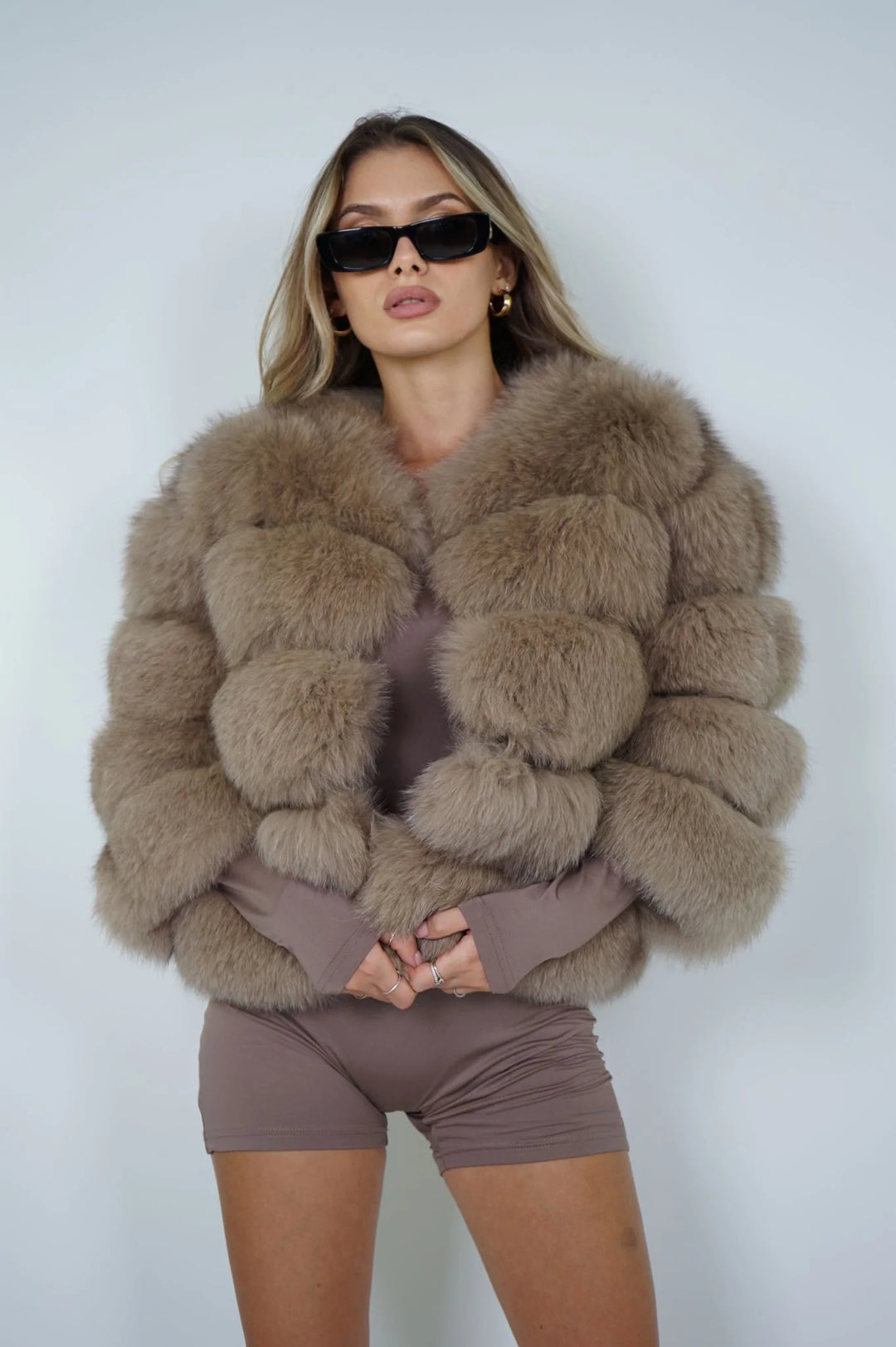 Rouge Kaki Fox Fur Jacket