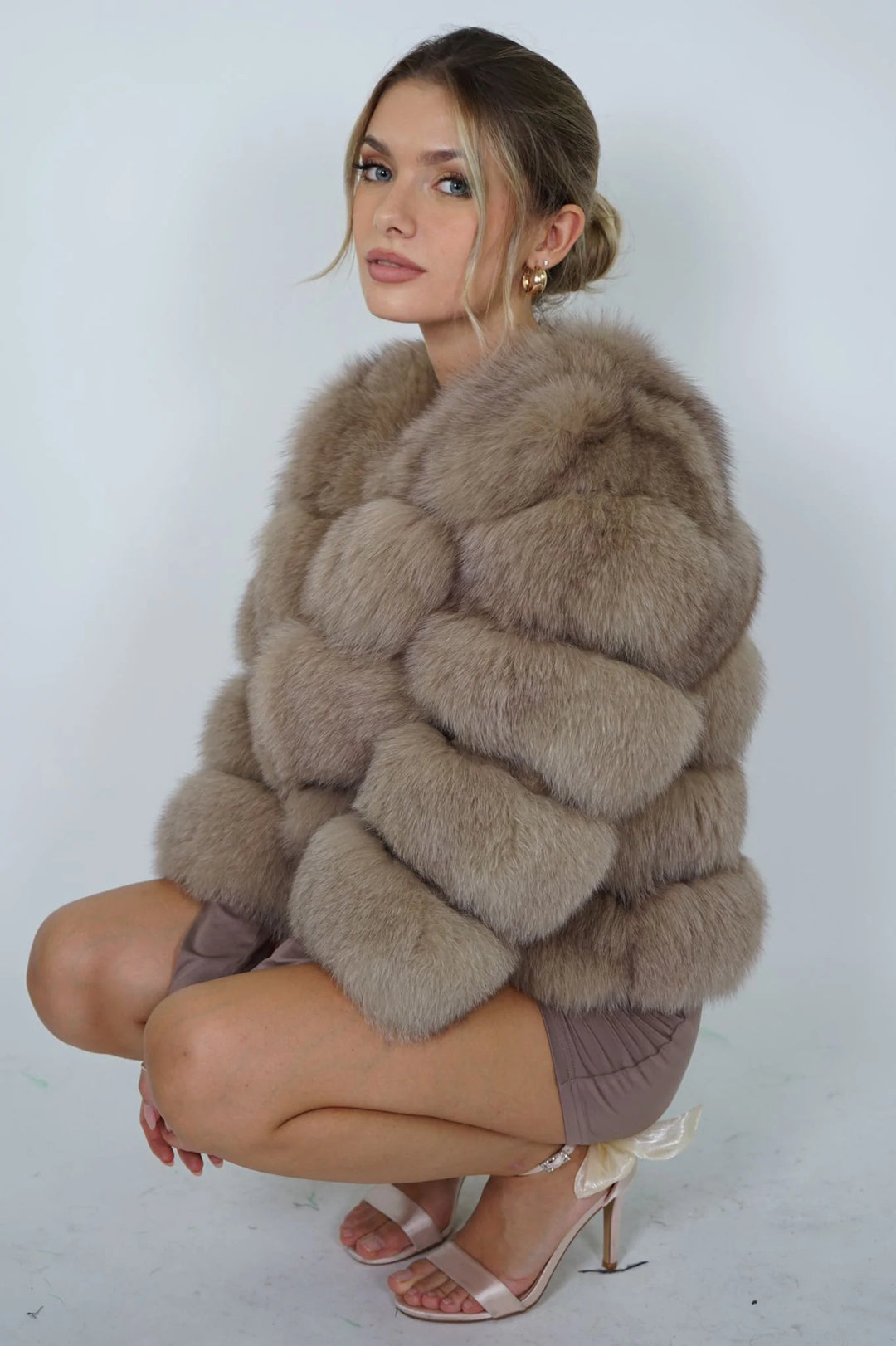 Rouge Kaki Fox Fur Jacket