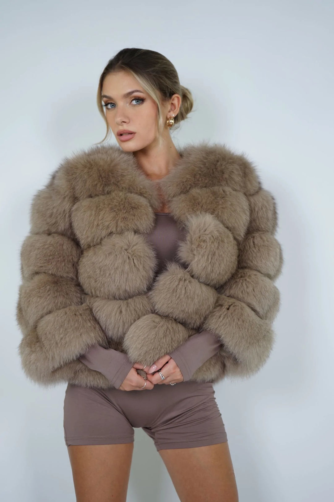 Rouge Kaki Fox Fur Jacket