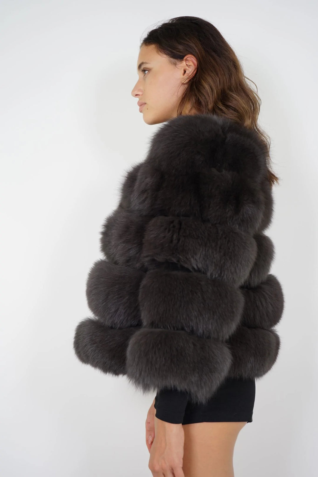 Rouge Dark Grey Fox Fur Jacket