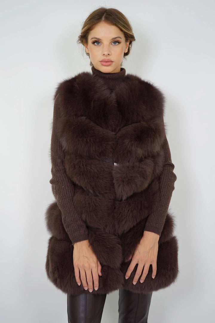 Roxanne Brown Fox Fur Vest