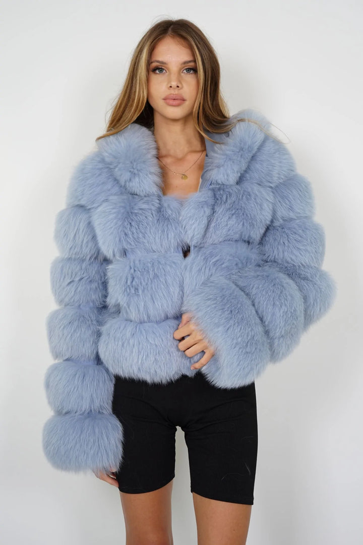 Black Anai Jacket in Fox Fur