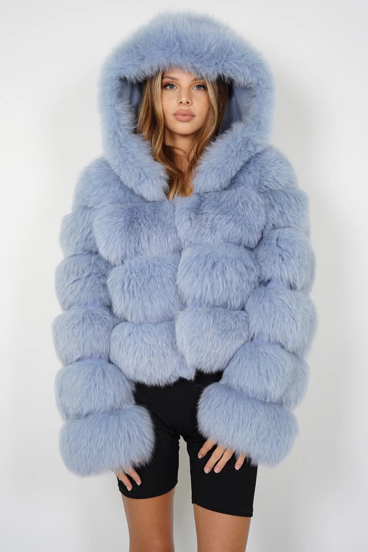 Light Gray Anai Jacket in Fox Fur