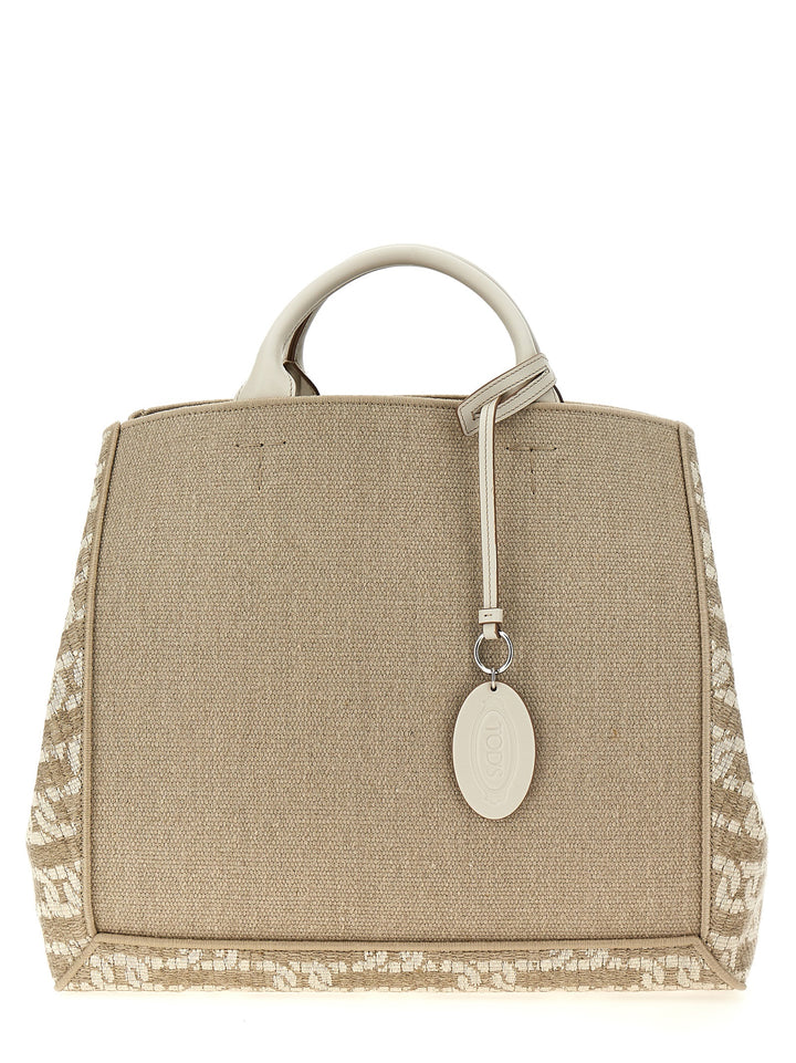 Logo Canvas Shopping Bag Tote Bag Beige