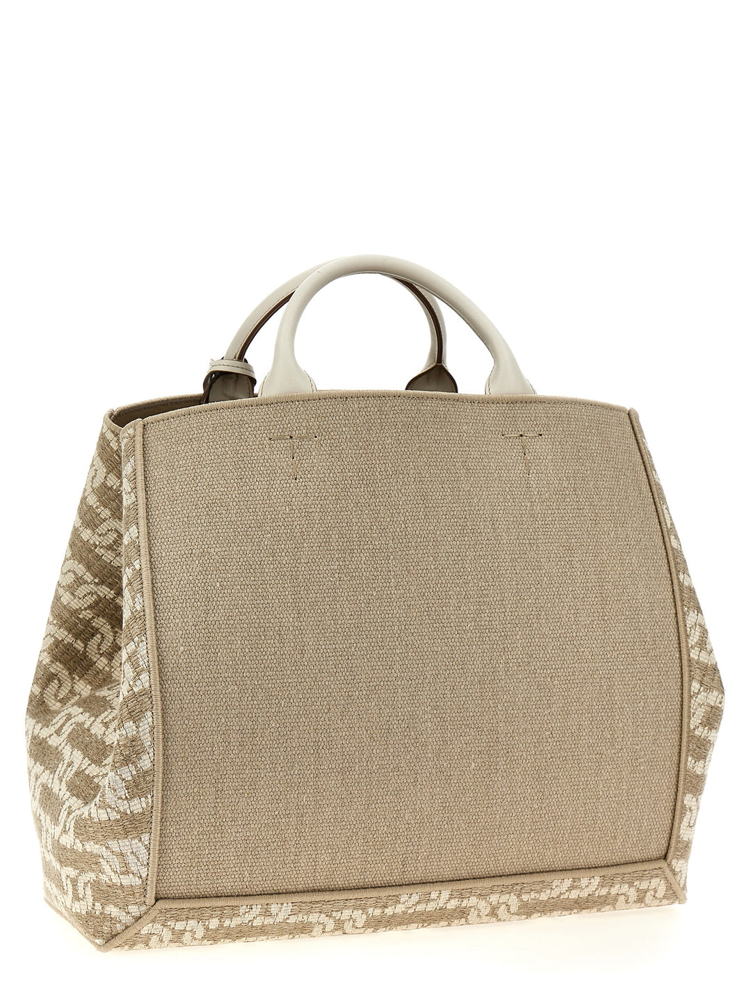 Logo Canvas Shopping Bag Tote Bag Beige