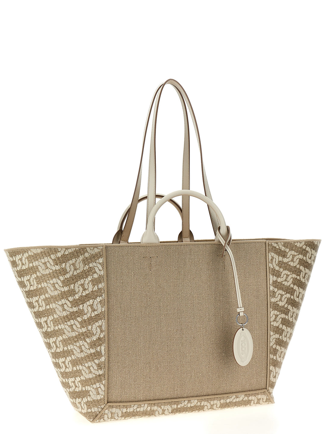 Logo Canvas Shopping Bag Tote Bag Beige