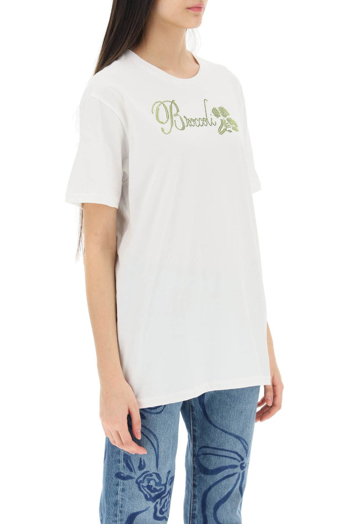 Organic Cotton T Shirt With Rhinestones - Collina Strada - Women