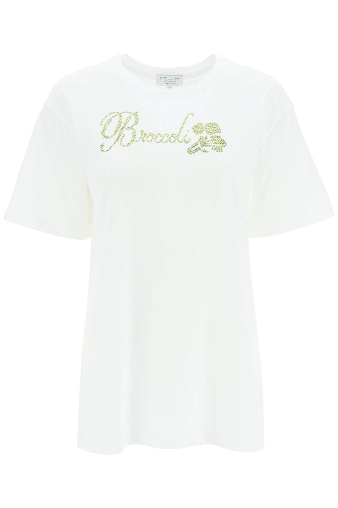 Organic Cotton T Shirt With Rhinestones - Collina Strada - Women