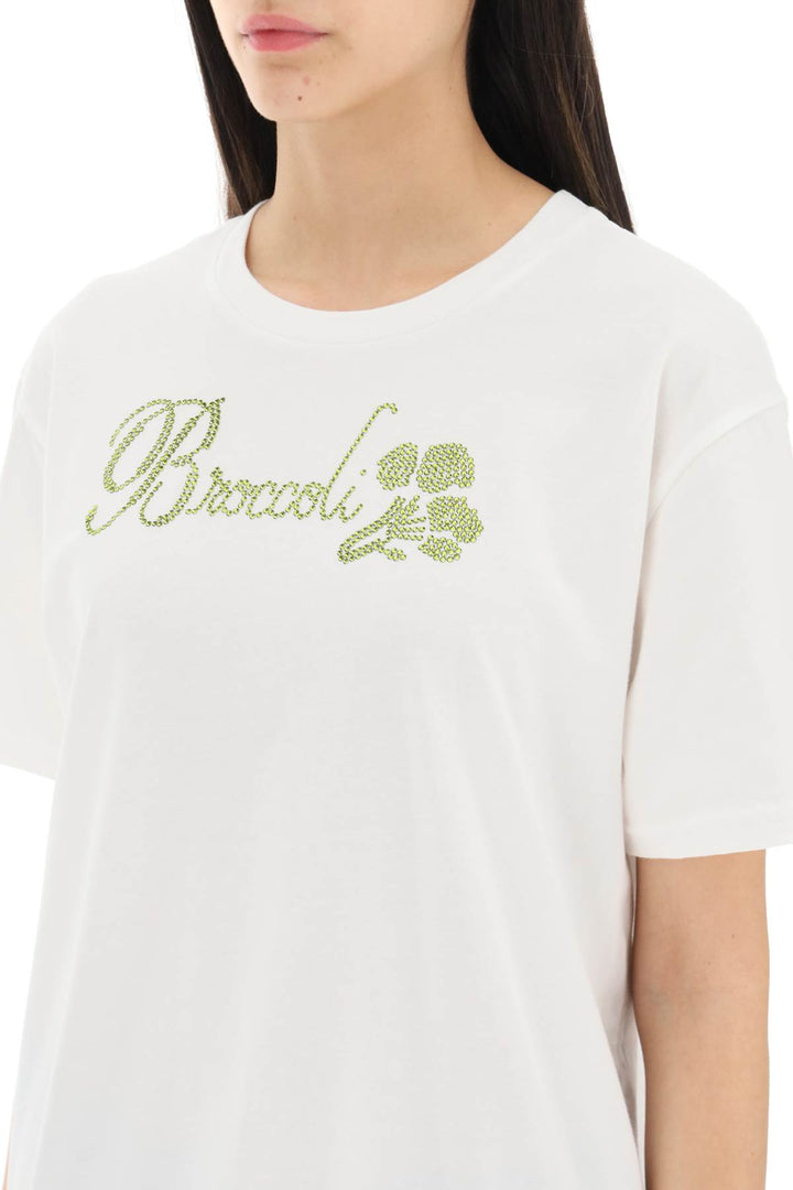 Organic Cotton T Shirt With Rhinestones - Collina Strada - Women