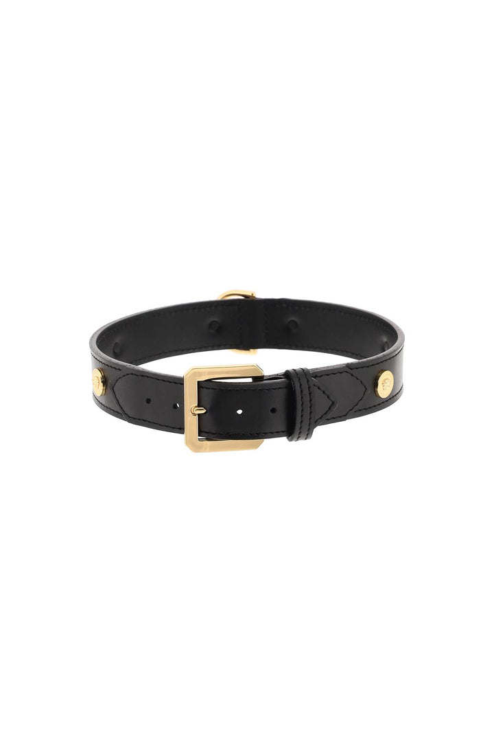 Leather Collar With Medusa Studs   Large - Versace - CLT