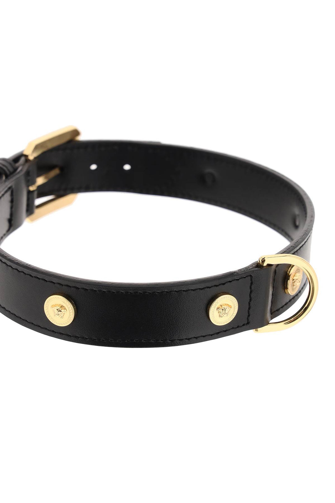 Leather Collar With Medusa Studs   Large - Versace - CLT