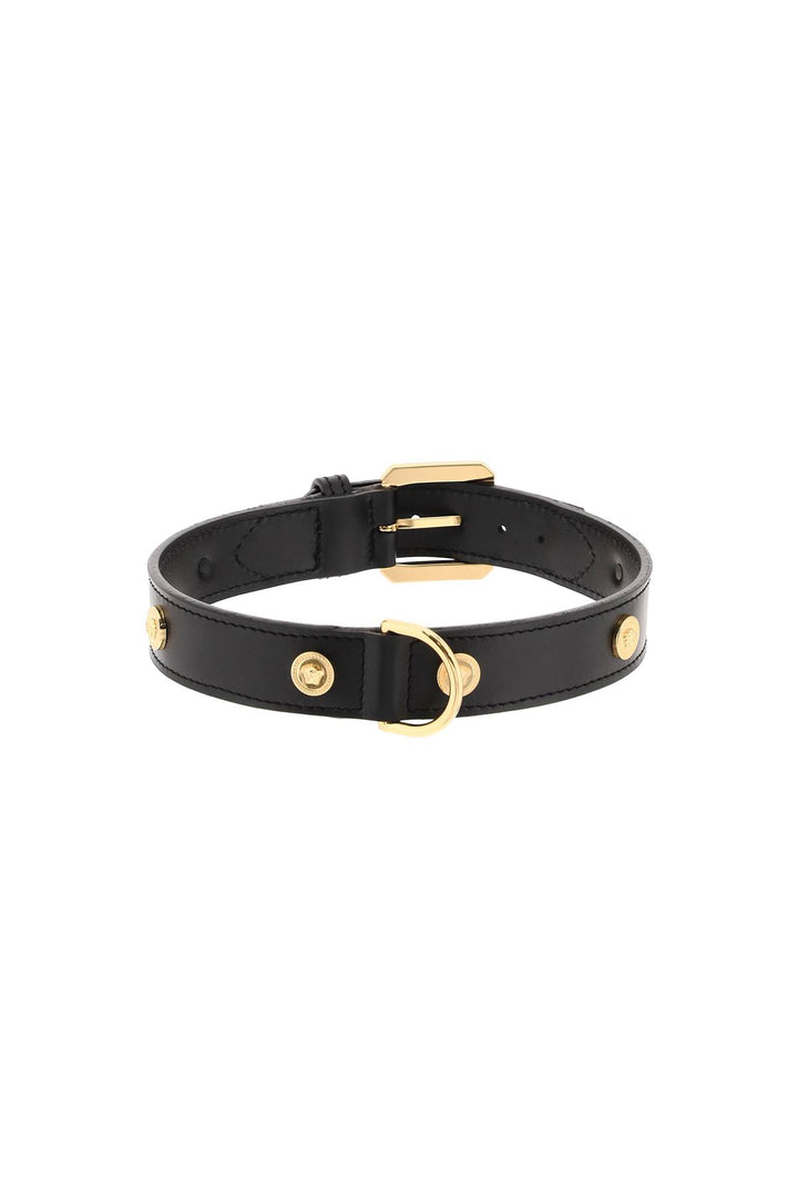 Leather Collar With Medusa Studs   Large - Versace - CLT