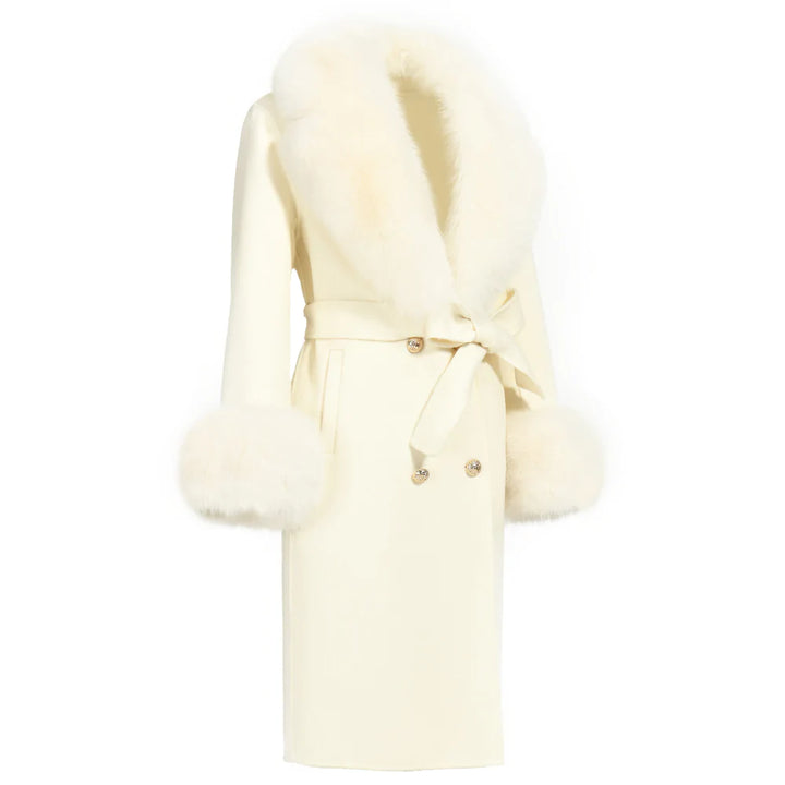 Coat Chic White Mixed Cashmere