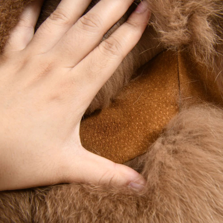 Poppy Camel Vest in Fox Fur