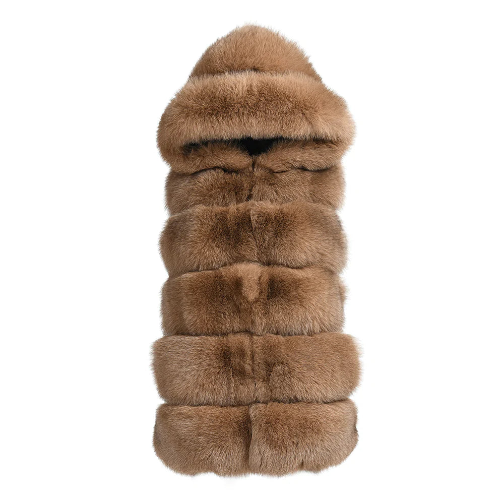 Calere Camel Vest in Fox Fur