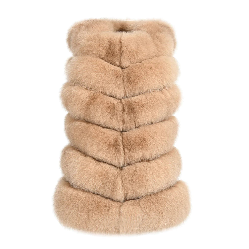 Roxanne Camel Fox Fur Vest