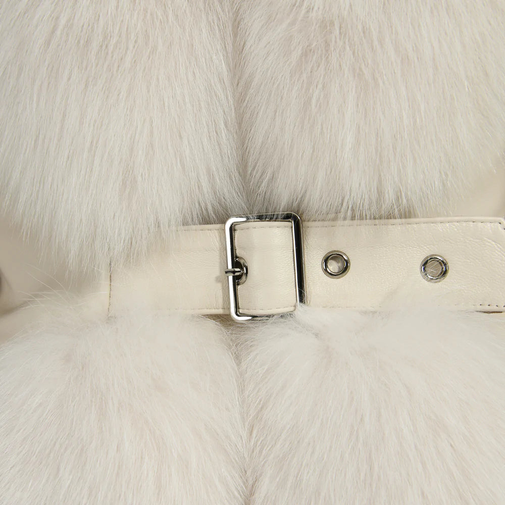 Emily White Leather and Fur Jacket