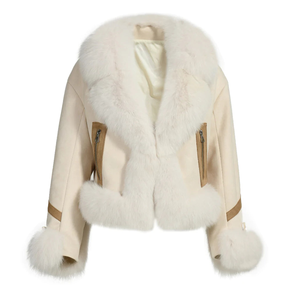 Rossella Jacket in White Suede