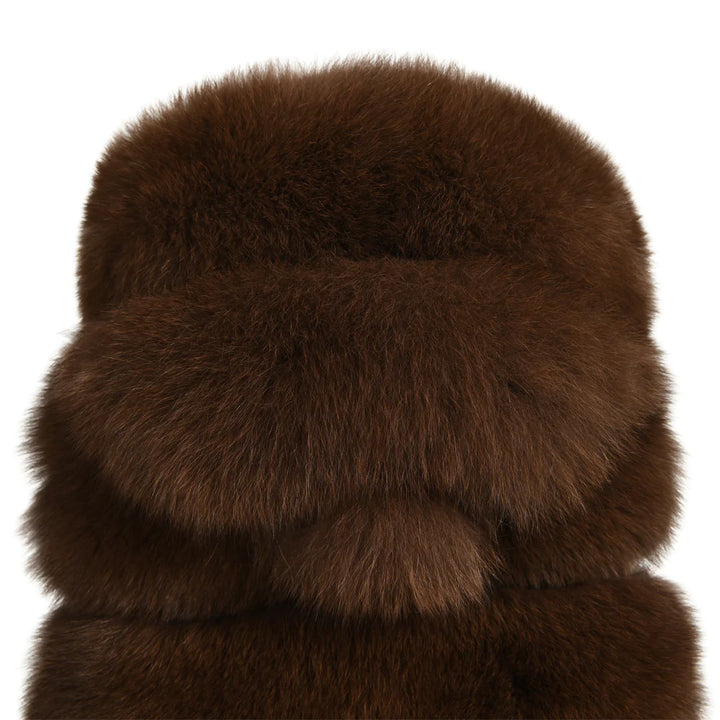 Calere Brown Vest in Fox Fur