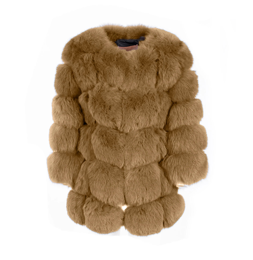 Classic Camel Fox Fur Jacket