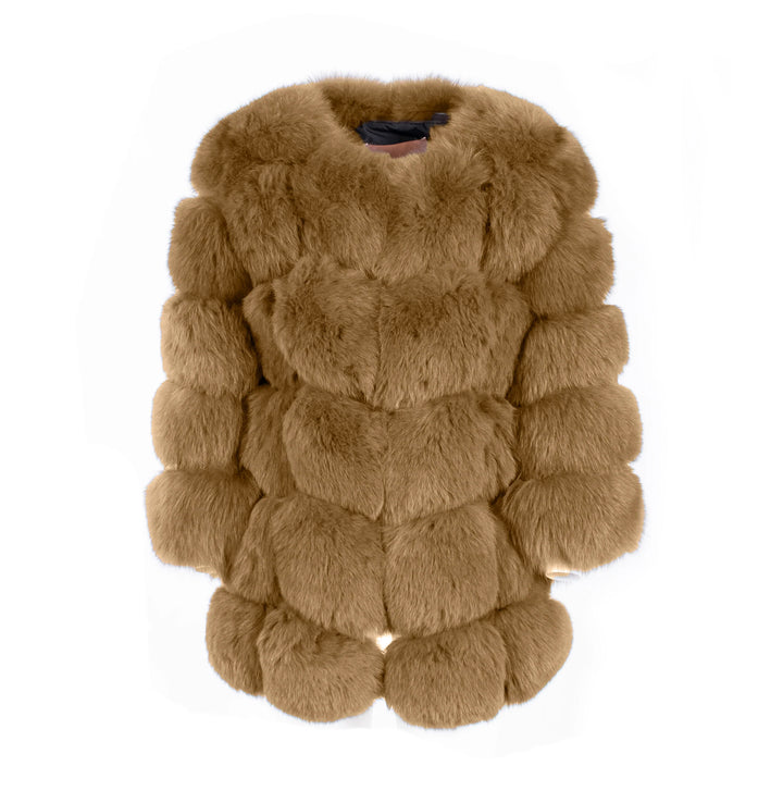 Classic Camel Fox Fur Jacket