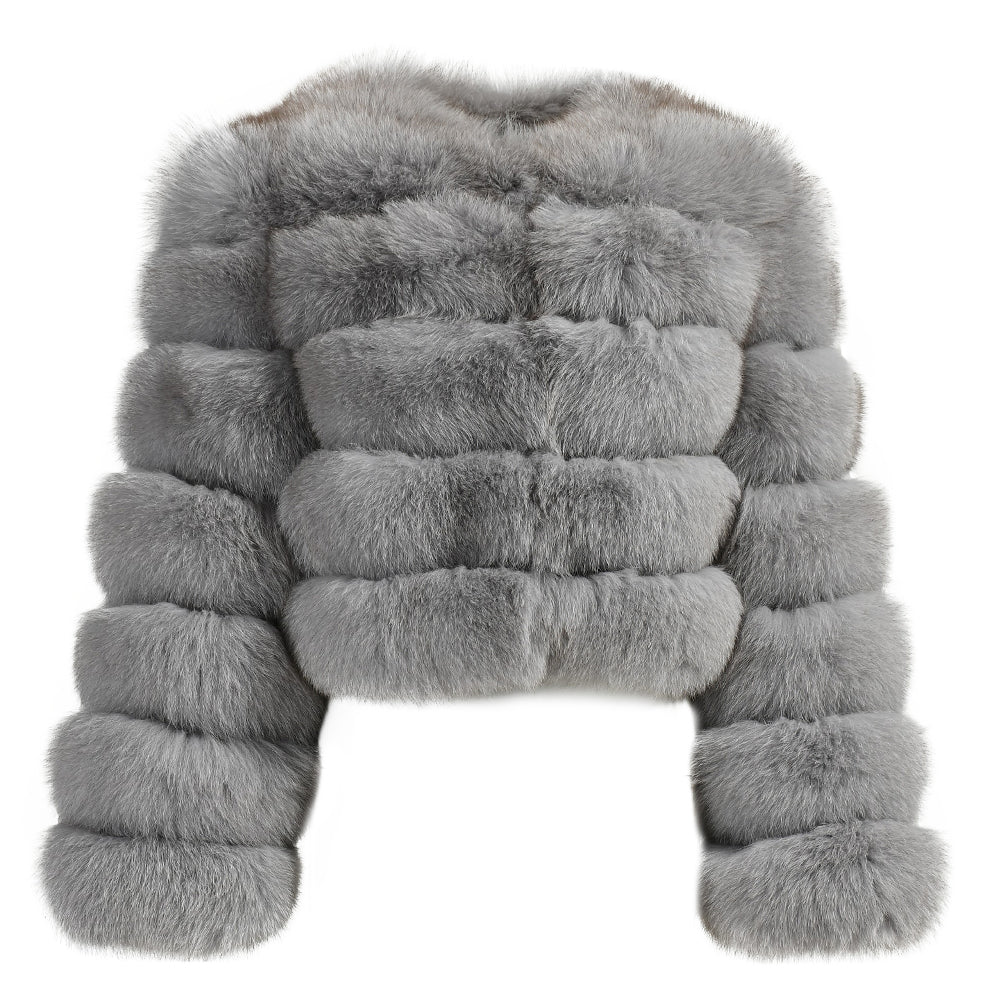 Rouge Light Grey Fox Fur Jacket