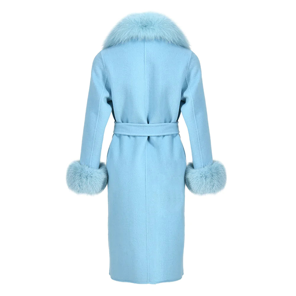 Coat Chic Light Blue Mixed Cashmere