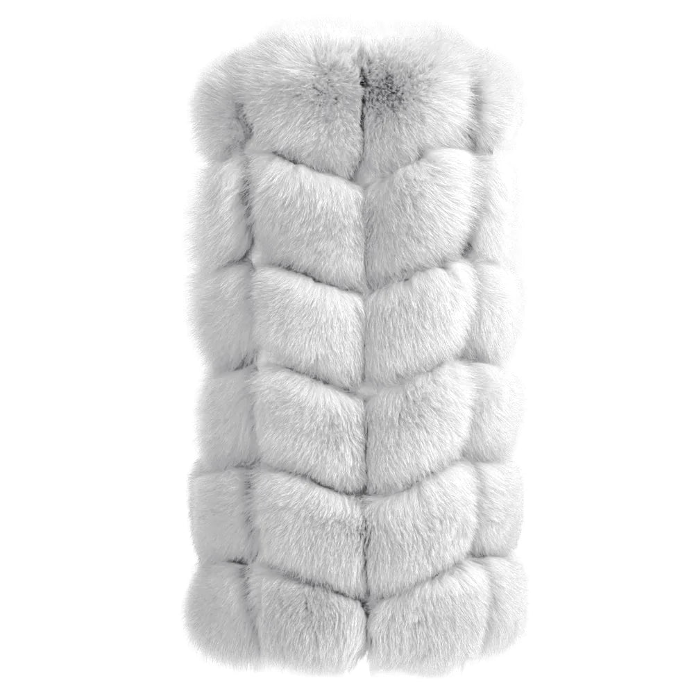 Classy White Vest in Fox Fur