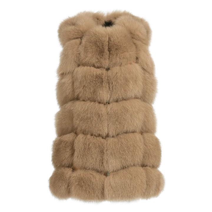 Classy Camel Vest in Fox Fur