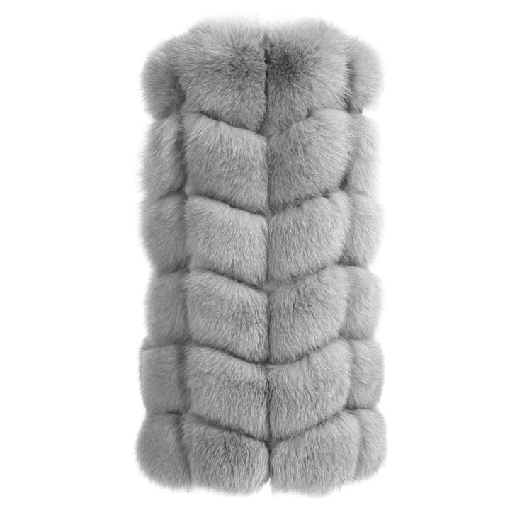 Classy Grey Vest in Fox Fur