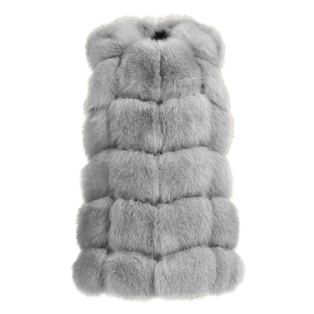 Classy Grey Vest in Fox Fur