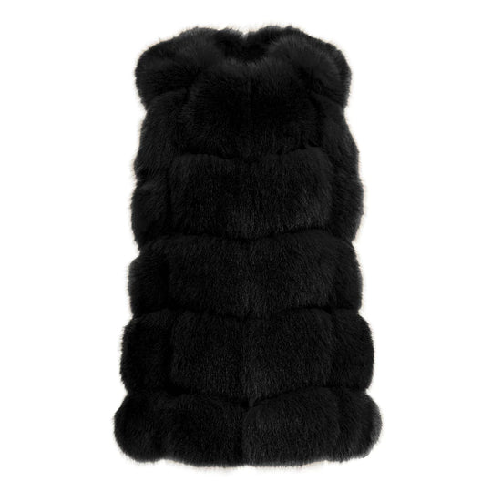 Classy Black Vest in Fox Fur