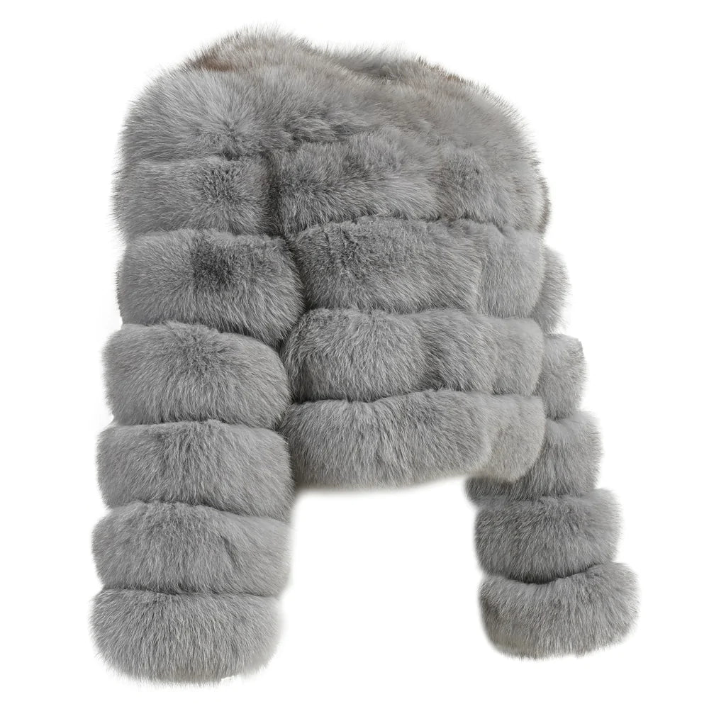 Rouge Light Grey Fox Fur Jacket