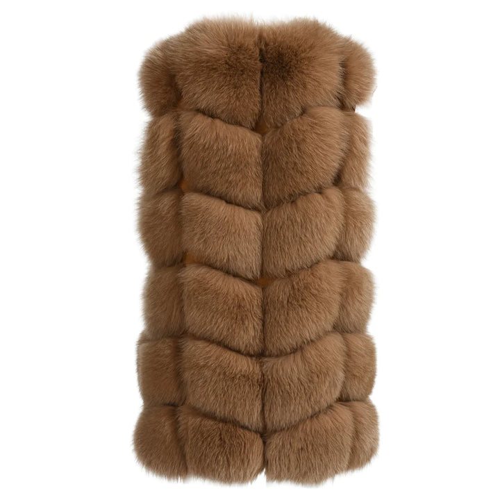 Classy Brown Vest in Fox Fur