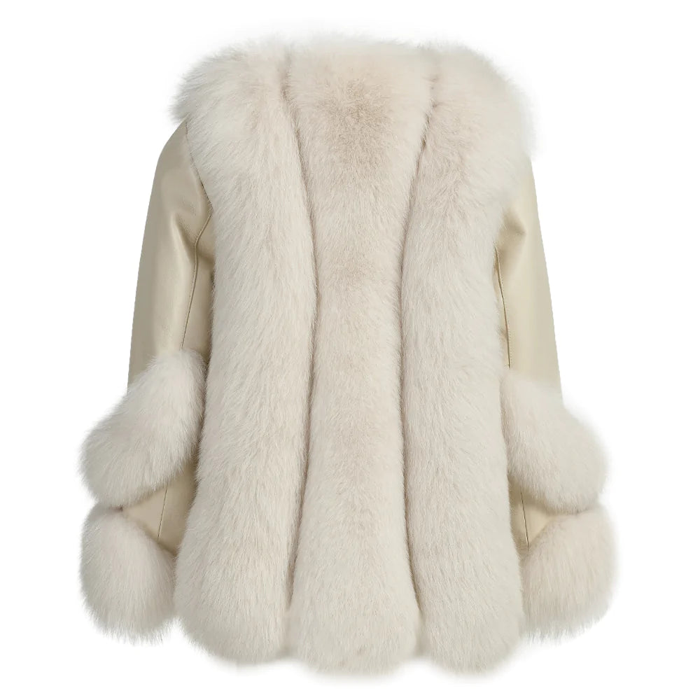 Emily White Leather and Fur Jacket