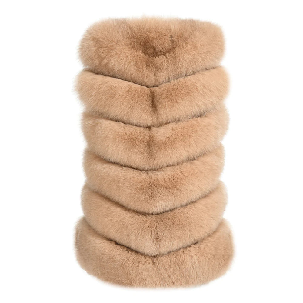 Roxanne Camel Fox Fur Vest