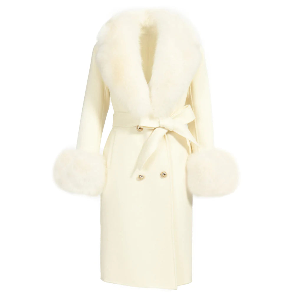 Coat Chic White Mixed Cashmere