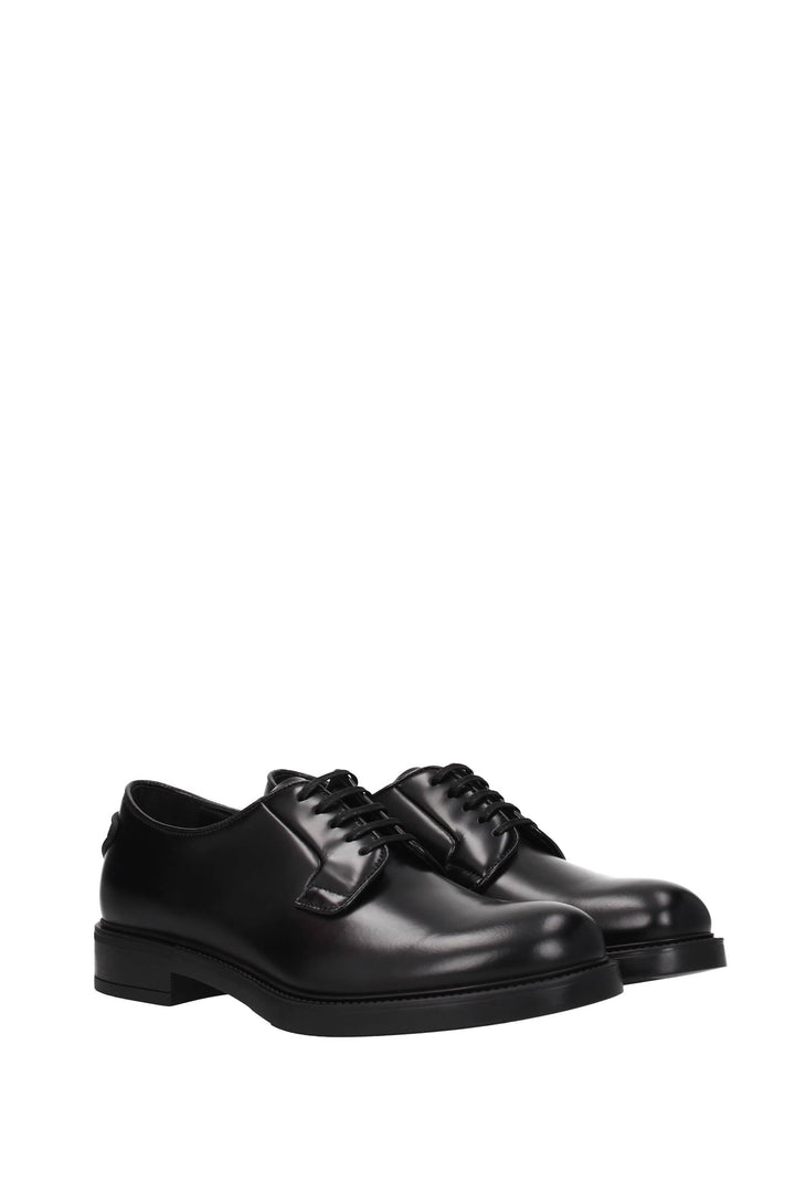 Lace Up And Monkstrap Leather Black - Prada - Men