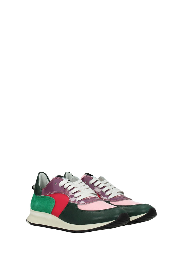 Sneakers Montecarlo Satin Green Pink - Philippe Model - Women