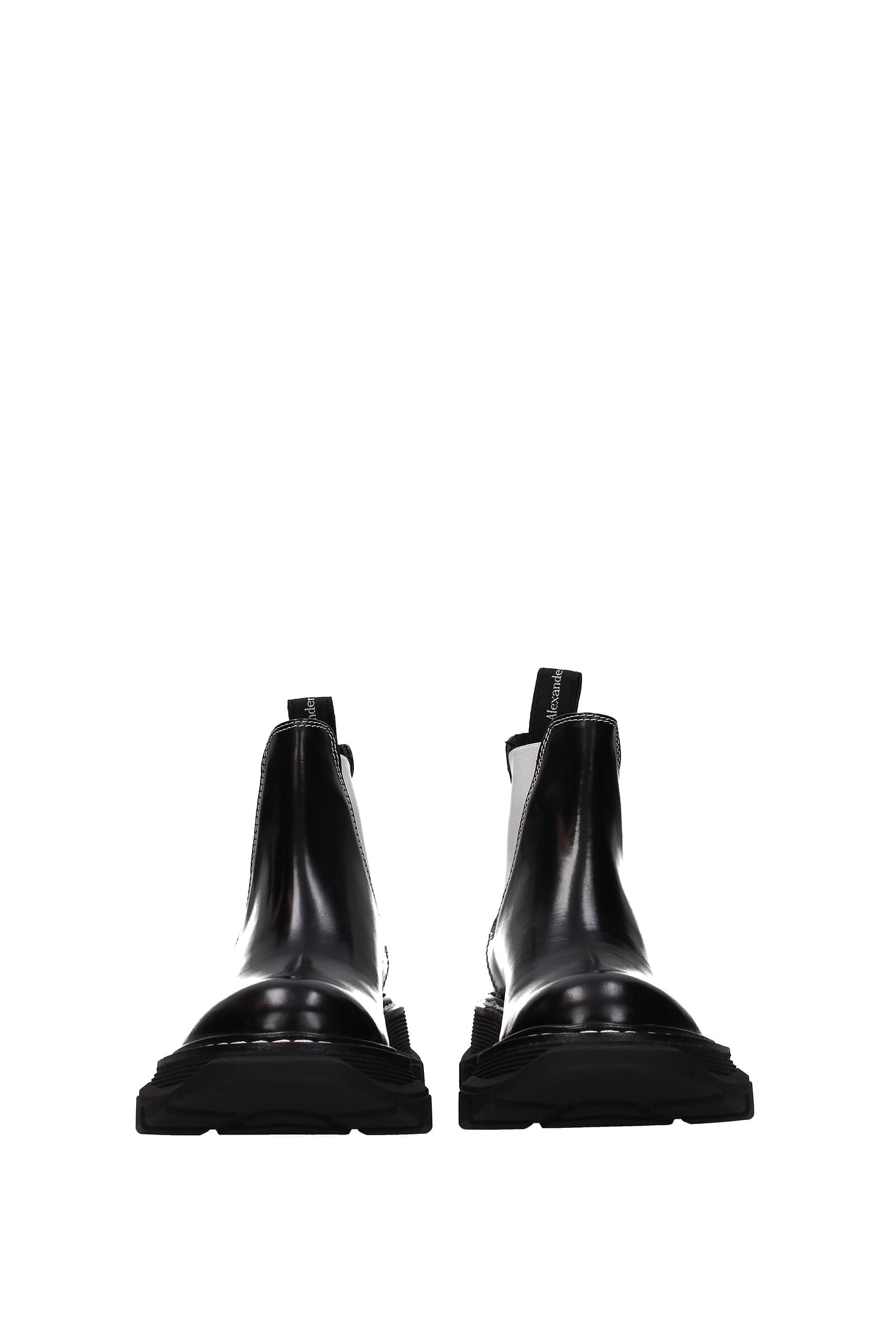 Ankle Boots Leather Black White - Alexander McQueen - Women
