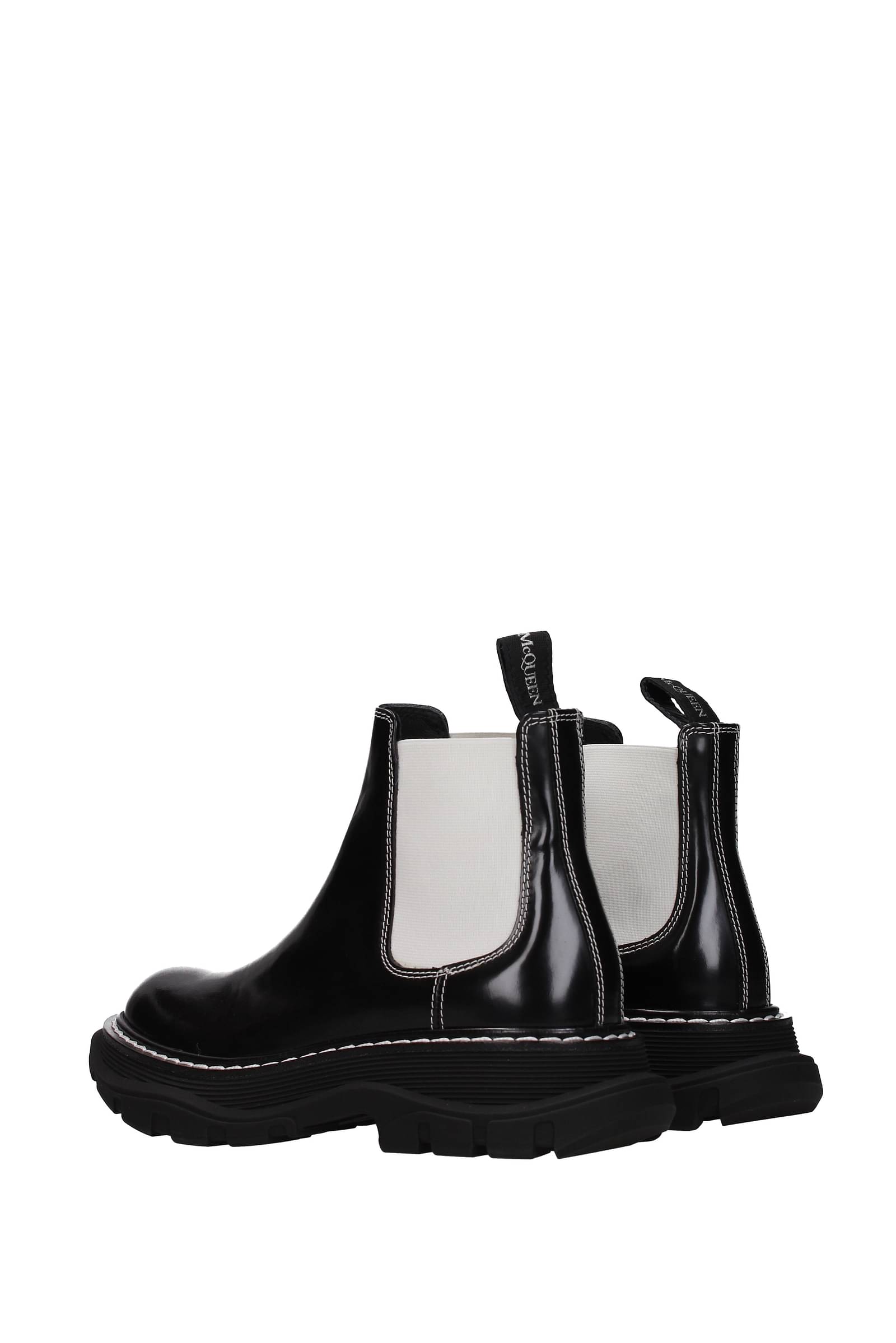 Ankle Boots Leather Black White - Alexander McQueen - Women